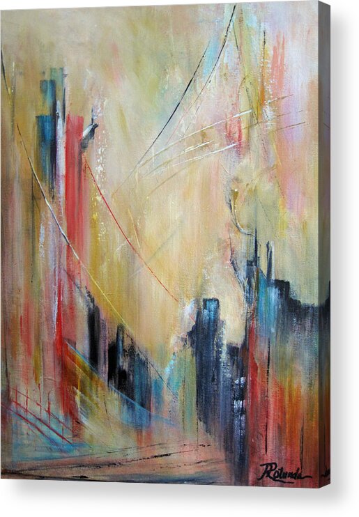 Abstract Acrylic Print featuring the painting Crossings by Roberta Rotunda