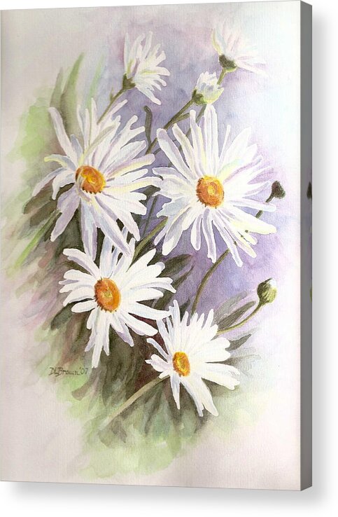 Daisy Acrylic Print featuring the painting Daisies by Deb Brown Maher