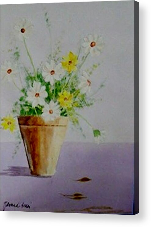 Daisies Acrylic Print featuring the painting Daisies in Pot by Jamie Frier