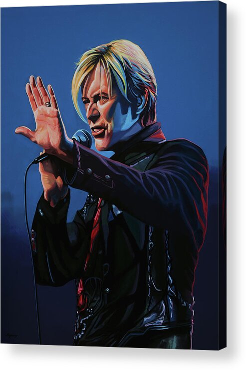 David Bowie Acrylic Print featuring the painting David Bowie Live Painting by Paul Meijering