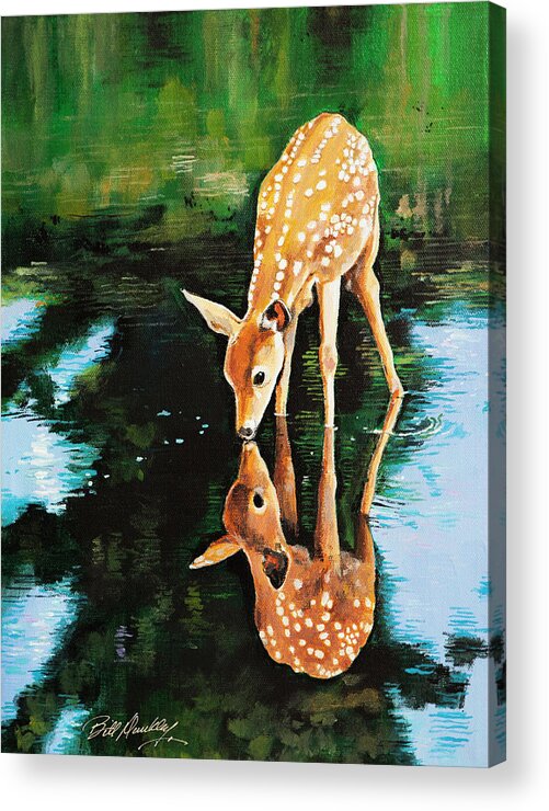 Deer in Reflection Acrylic Print by Bill Dunkley - Pixels