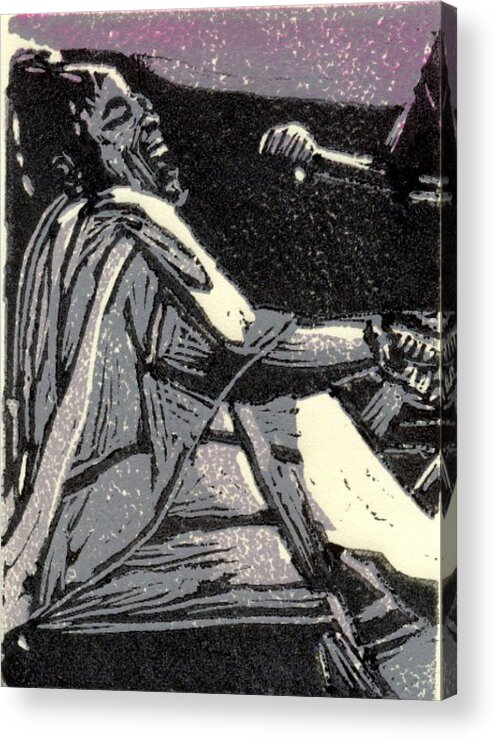 Linocut Acrylic Print featuring the relief Diva by John Brisson