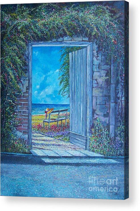 Original Painting Acrylic Print featuring the painting Doorway To ... by Sinisa Saratlic