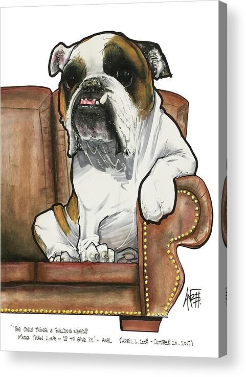 Dog Art Acrylic Print featuring the drawing Downey 3246 by John LaFree