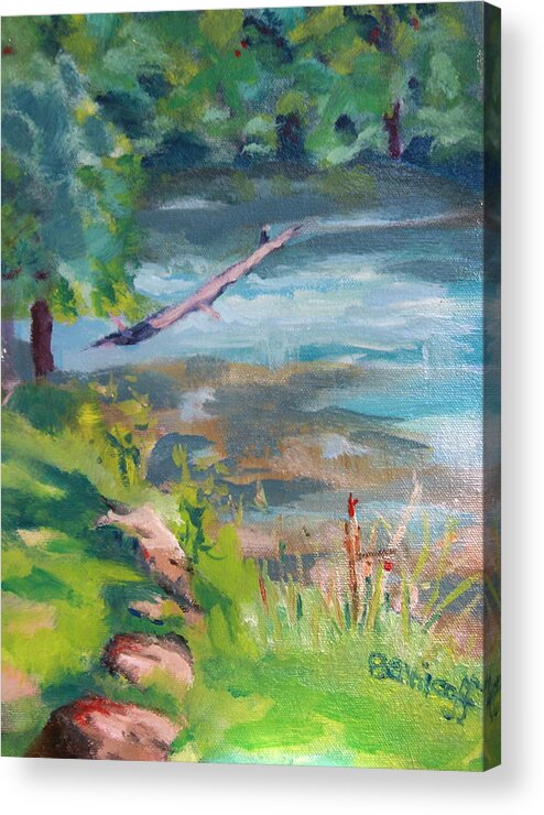 Expressionistic Landscape Acrylic Print featuring the painting Downstream at Big Spring by Jan Bennicoff