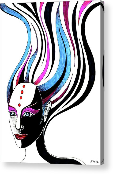 Ink Portrait Acrylic Print featuring the drawing Duality by Shawna Rowe