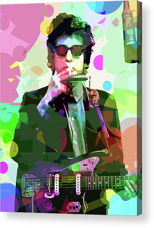 Bob Dylan Acrylic Print featuring the painting Dylan In Studio by David Lloyd Glover