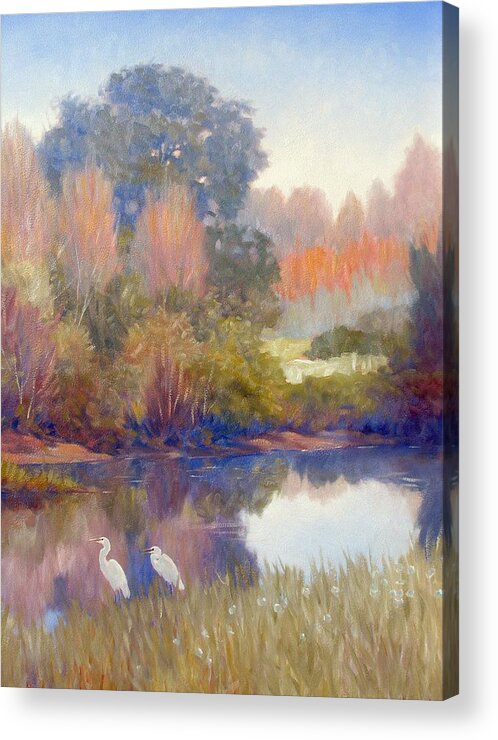 Egrets Acrylic Print featuring the painting Egrets by Kevin Leveque