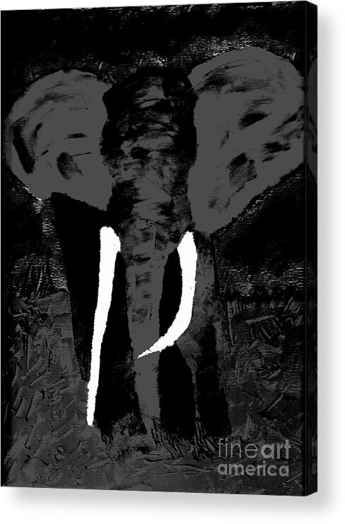 Elephant Acrylic Print featuring the painting Elephant Bull Enraged 2 by Richard W Linford