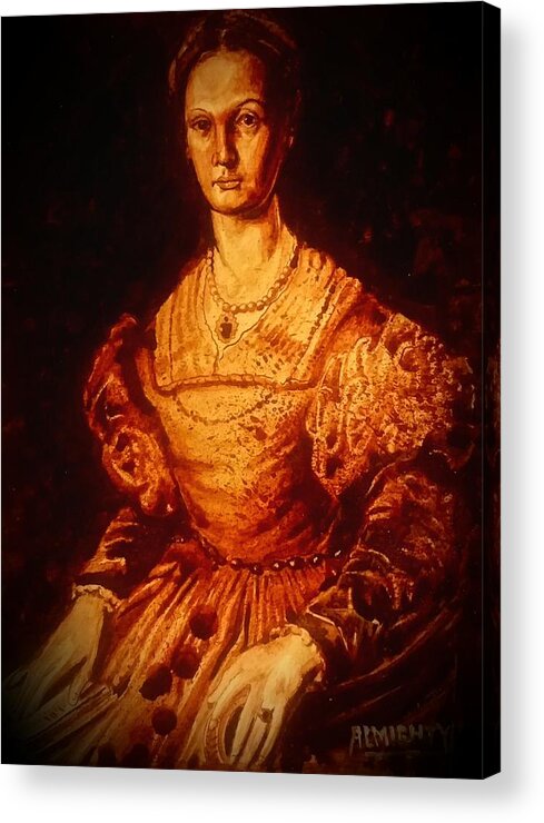 Ryan Almighty Acrylic Print featuring the painting Elizabeth Bathory - fresh blood by Ryan Almighty