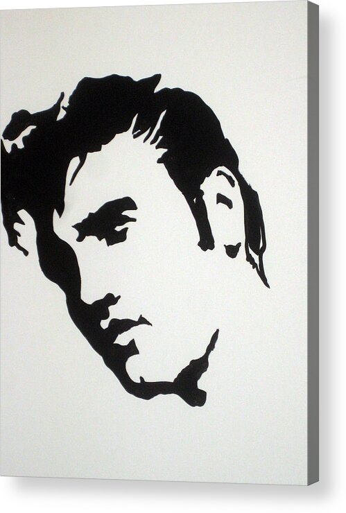 Elvis Acrylic Print featuring the drawing Elvis Before Time by Robert Margetts