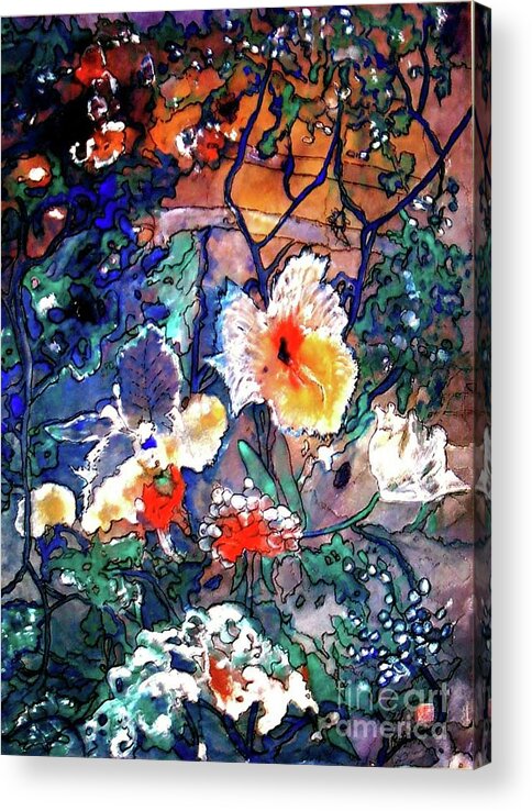 Landscape Acrylic Print featuring the painting Enchanted Garden by Norma Boeckler