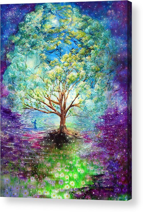 Magical Tree Acrylic Print featuring the painting Everything Is An Opportunity to Practice New Beginnings by Ashleigh Dyan Bayer