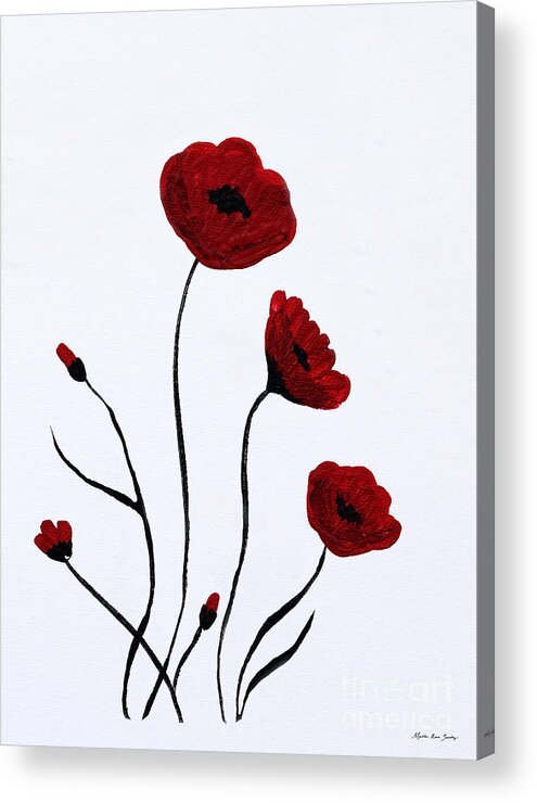 Martha Ann Acrylic Print featuring the painting Expressive Abstract Poppies A6116C_e by Mas Art Studio