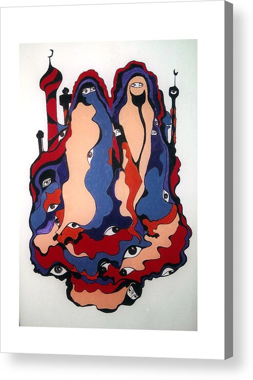 Women Acrylic Print featuring the painting Eyes of Islam by Rae Chichilnitsky