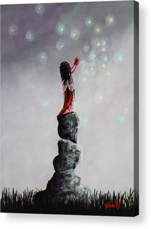 Fairy Acrylic Print featuring the painting Fairy Art Prints by Erback by Moonlight Art Parlour