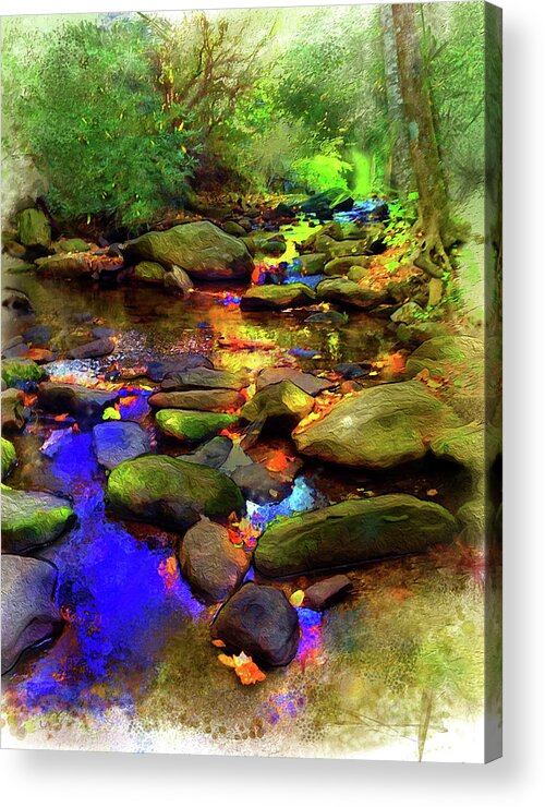 Autumn Acrylic Print featuring the digital art Fairy Springs by Gina Harrison