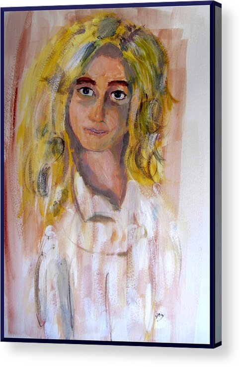 Child Acrylic Print featuring the painting Fairy Yelow Child by Gary Kirkpatrick
