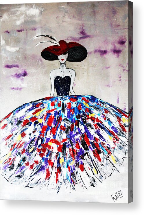 Fashion Acrylic Print featuring the painting Fashion Modern Woman by Kathleen Artist PRO