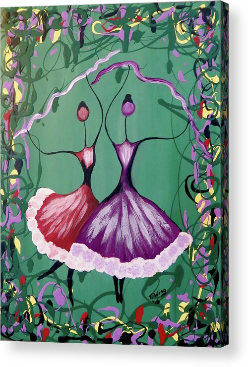 Abstract Acrylic Print featuring the painting Festive Dancers by Teresa Wing