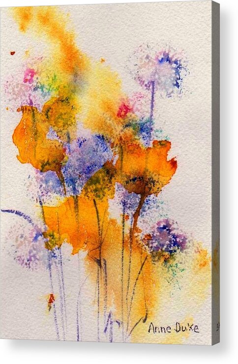 Floral Watercolor Acrylic Print featuring the painting Field Flowers by Anne Duke