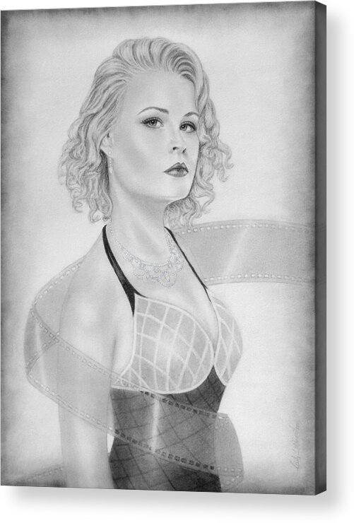 Woman Acrylic Print featuring the drawing Film Star by Nicole I Hamilton