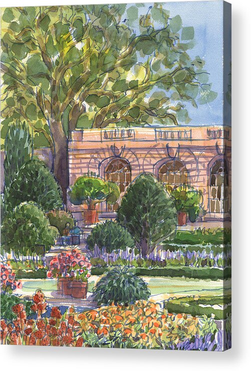 California Acrylic Print featuring the painting Filoli Garden House by Judith Kunzle
