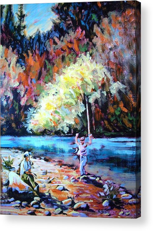 Landscape Acrylic Print featuring the painting Fishing Painting Catch of the Day by Karla Beatty