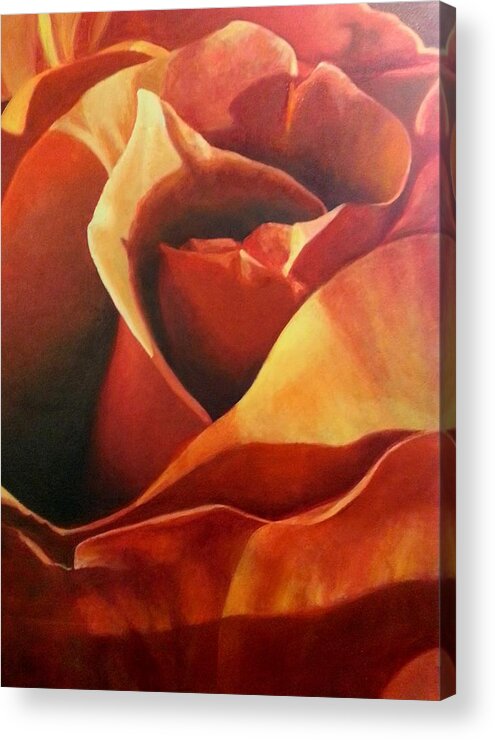 Rose Painting Acrylic Print featuring the painting Flaming Rose by Jessica Anne Thomas