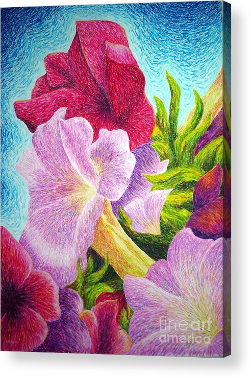 Floral Acrylic Print featuring the painting Floral in Pinks by Lisa Bliss Rush