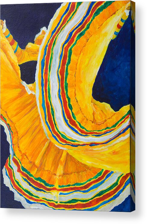 Dancer Acrylic Print featuring the painting Folklorica in Yellow by Sally Quillin