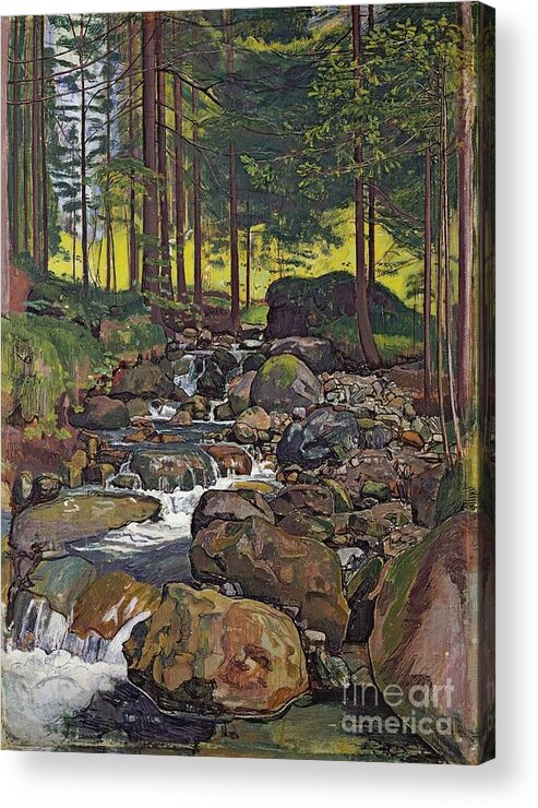 Ferdinand Hodler - Forest Mountain Stream 1902 Acrylic Print featuring the painting Forest Mountain Stream by MotionAge Designs