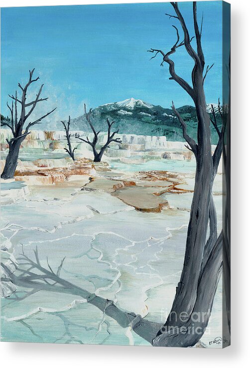 Yellowstone Acrylic Print featuring the painting Forever Changing by Elizabeth Mordensky