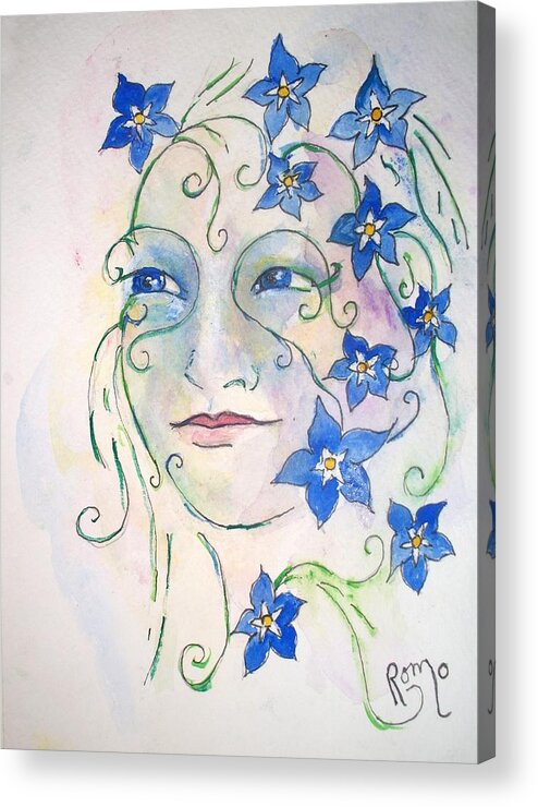 Flower Acrylic Print featuring the painting Forget Me Not by Robin Monroe
