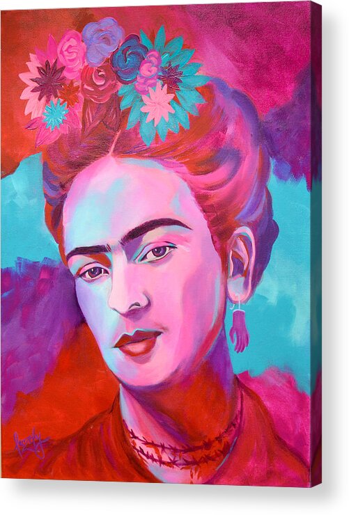 Frida Kahlo Acrylic Print featuring the painting Frida Kahlo by Luzdy Rivera