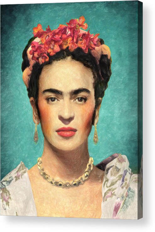 Frida Kahlo Acrylic Print featuring the painting Frida Kahlo by Zapista OU