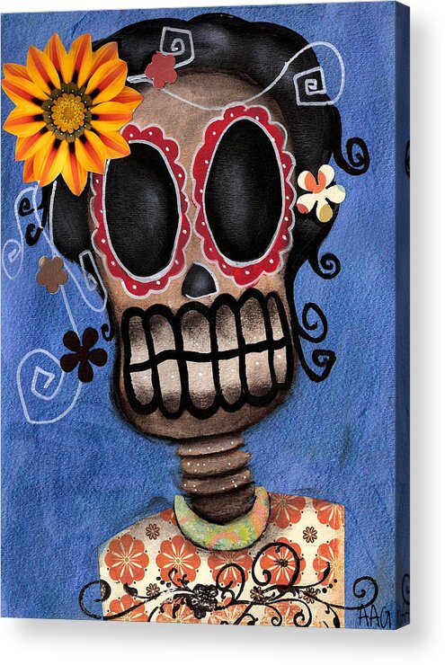 Day Of The Dead Acrylic Print featuring the painting Frida Muerta by Abril Andrade
