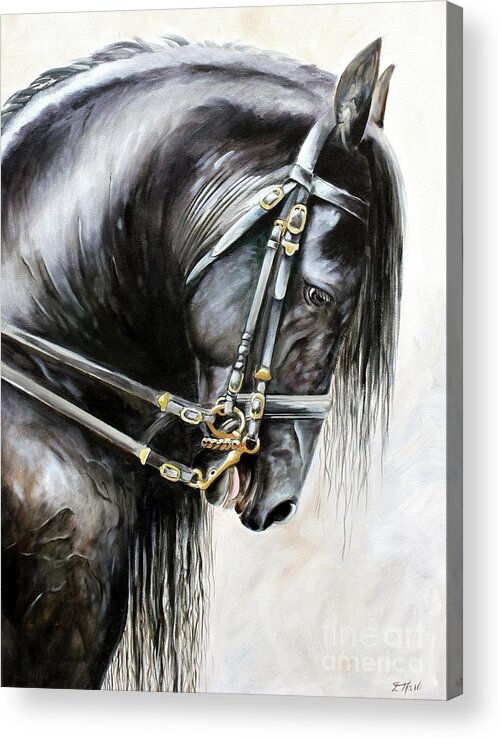 Friesian Acrylic Print featuring the painting Friesian by Debbie Hart