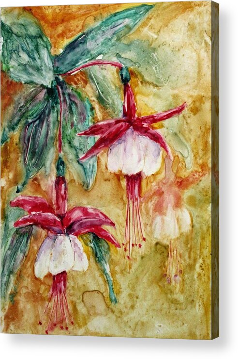 Flowers Acrylic Print featuring the painting Fuchsia by Suzanne Krueger