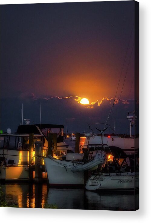 Blue Moon Acrylic Print featuring the photograph Full Moon at Titusville by Norman Peay