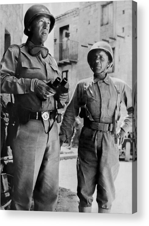 General Patton Acrylic Print featuring the photograph General Patton and Teddy Roosevelt Jr. - Invasion of Sicily - WW2 by War Is Hell Store