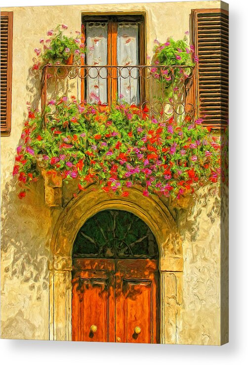 Italy Acrylic Print featuring the painting Gerani Coloriti by Dominic Piperata