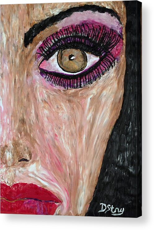 Face Acrylic Print featuring the mixed media Gia by Deborah Stanley