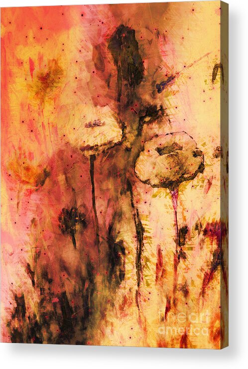 Flowers Acrylic Print featuring the painting Golden Flowers by Claire Bull