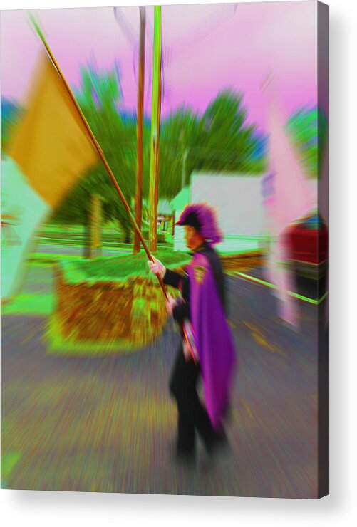 Knights Of Columbus Acrylic Print featuring the photograph Grand Knight With Flags by Anne Cameron Cutri