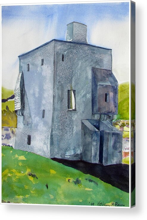  Acrylic Print featuring the painting Granuaile's Castle Behind the Hill by Kathleen Barnes