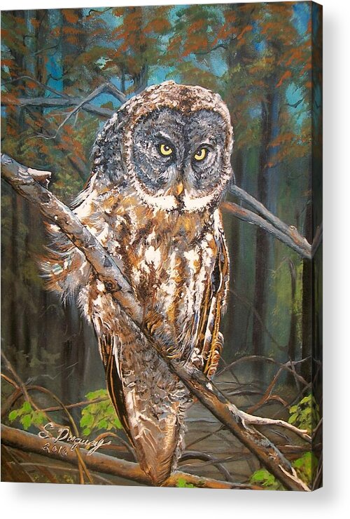Tags Acrylic Print featuring the painting Great Grey Owl 2 by Sharon Duguay