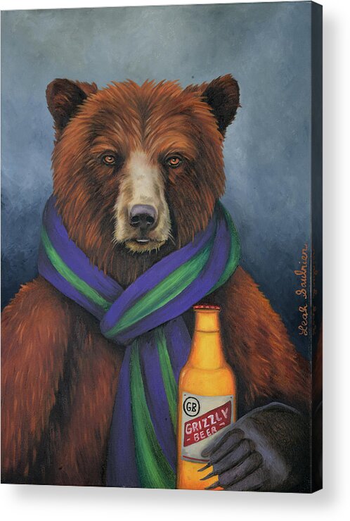 Grizzly Bear Acrylic Print featuring the painting Grizzly Beer by Leah Saulnier The Painting Maniac