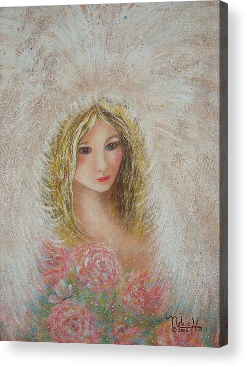 Angel Acrylic Print featuring the painting Heavenly Angel by Natalie Holland