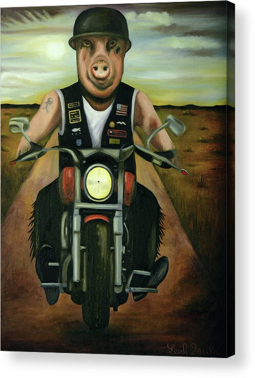 Hog Acrylic Print featuring the painting Hog Wild by Leah Saulnier The Painting Maniac
